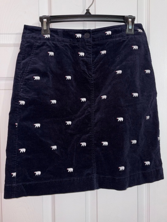 Talbots Dresses & Skirts - Talbots Navy Velvet A-Line Skirt with White Polar Bear Embroidery
